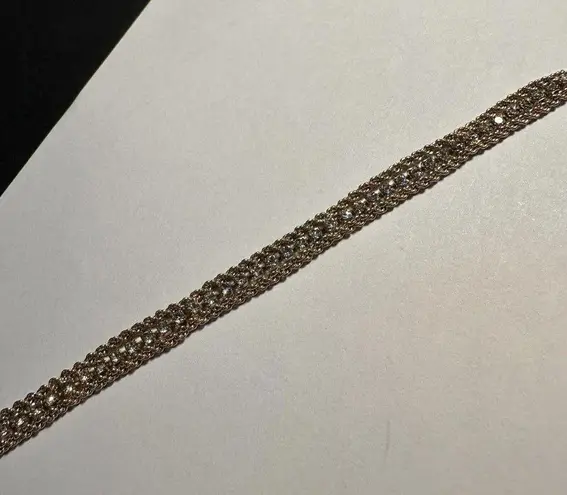 Women’s Gold Tone Rope Chain Clear Rhinestone Tennis Bracelet 7 1/8 Inch