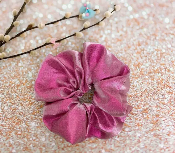 Electric Pink Metallic Jumbo Oversized XXL Scrunchie