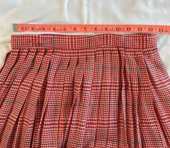 Evan Picone Vintage Women's 8 Evan-Picone Petites Red Pleated Midi Skirt Herringbone Plaid