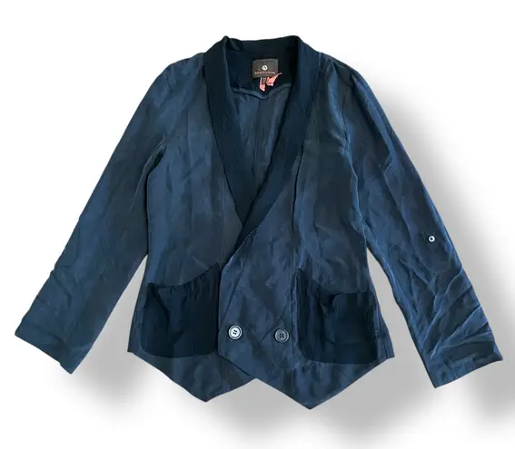 Heartloom Silk Buttoned Blazer Womens Size XS Gray Black Business Luxury