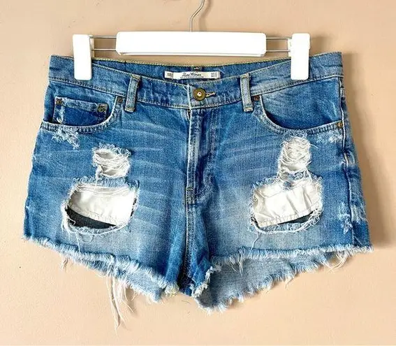 ZARA  | Blue Distressed Cut-off Denim Jean Shorts Sz 8