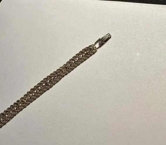 Women’s Gold Tone Rope Chain Clear Rhinestone Tennis Bracelet 7 1/8 Inch