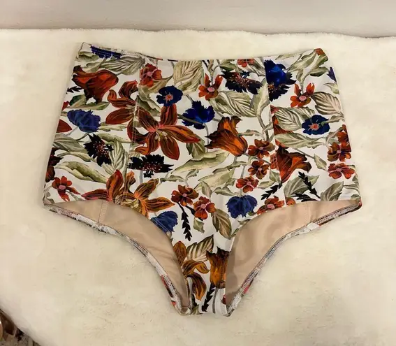 Kortni Jeane swimsuit Antique floral swimmer high rise bikini bottom size medium
