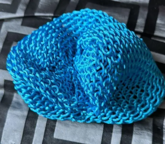 Homemade Hand Crocheted Blue Beanie Winter Hat