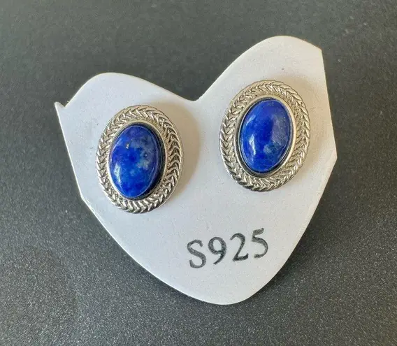 Victorian Inspired S925 Lapis Lazuli Earrings Blue