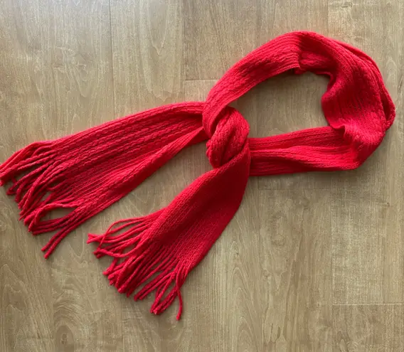 New York & Company Red Woven Fringe Scarf, Cozy Holiday Accessories