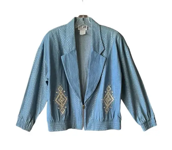Vintage City Girl 2 piece denim Jacket & Shirt. Sz. 12 and 10 Blue