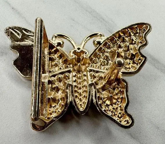 Rhinestone Gold Tone Butterfly Belt Buckle Statement Crystal Sparkle ✨
