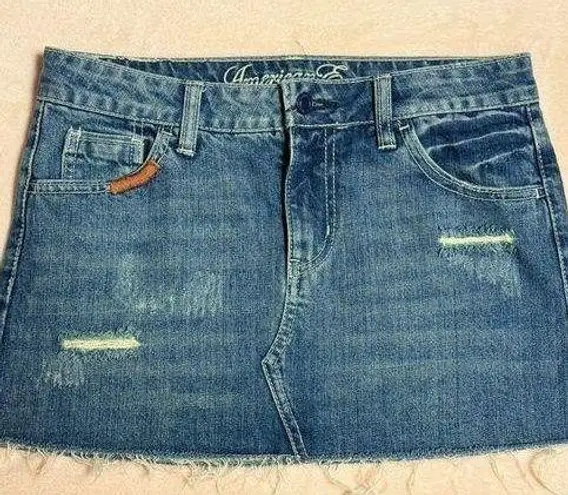 American Eagle  Distressed Mini Denim Skirt