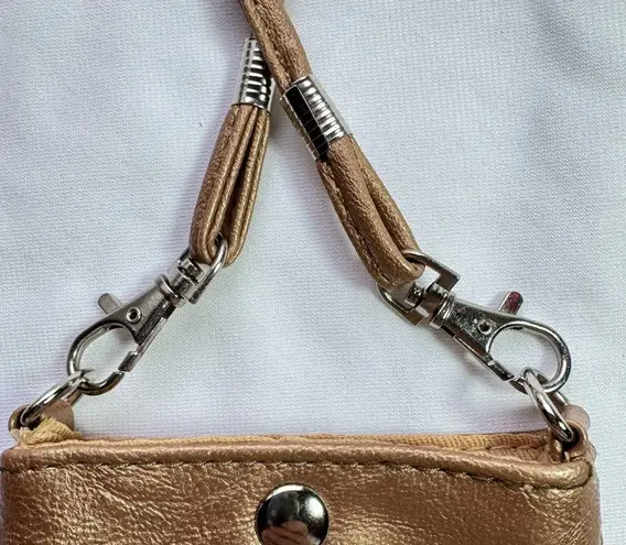 Shimmery Bronze Mini Crossbody Bag with 3D Yellow Orange & Tan Flower