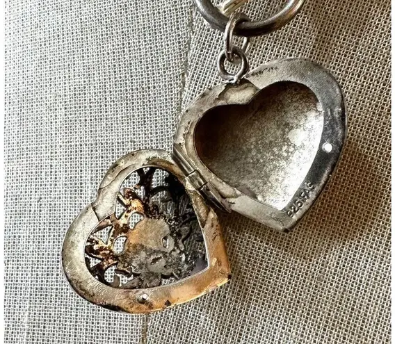 coral beaded sterling silver heart locket pendant necklace Orange