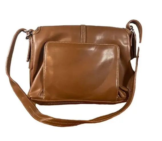 Liz Claiborne  Brown Vegan Leather Messenger Shoulder Bag Women