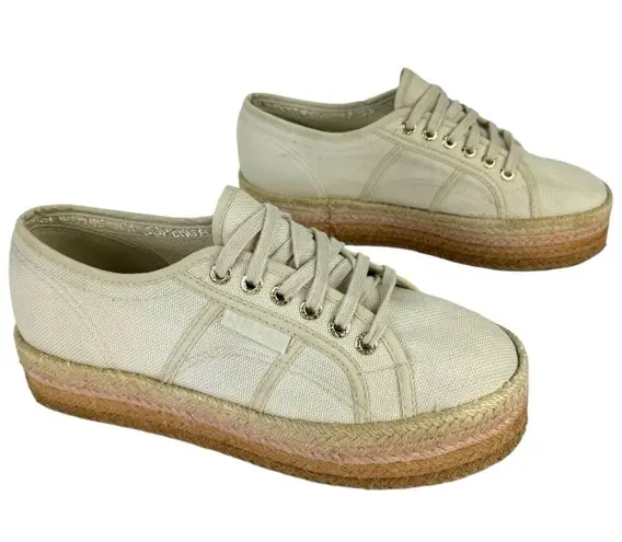 Superga  2790 Cotropew Light Sand Beige Canvas Colour Rope Platform Sneakers 8.5