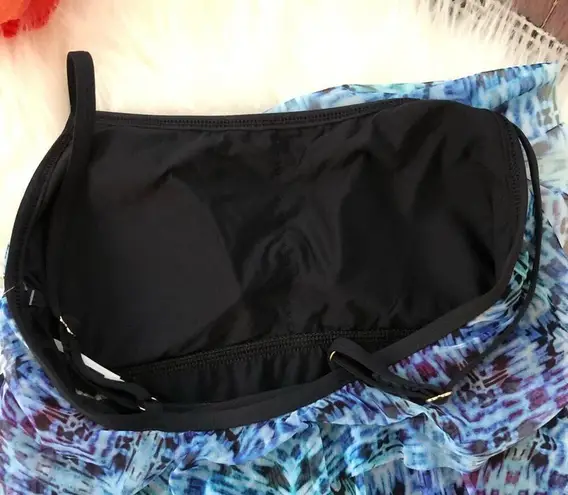 Athena Blue Mesh Ruffle Maillot One Piece NWT Black Size 6