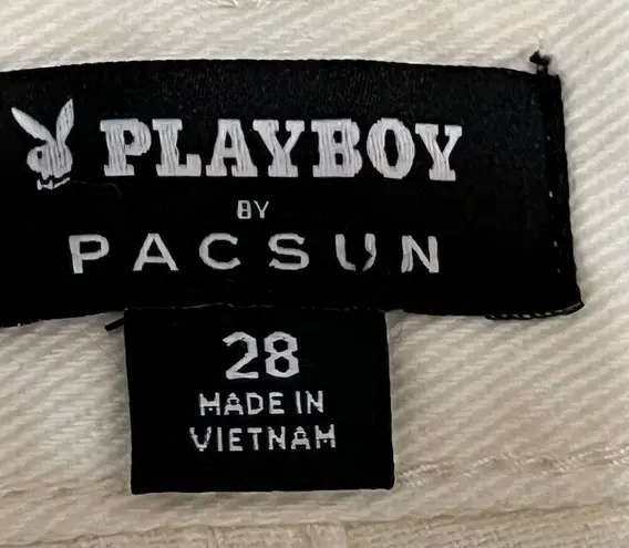 PacSun Playboy By  Flower Boyfriend Jeans White Women 28‎ Distressed Straight Leg