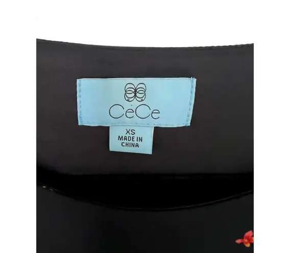 CeCe NWT by Cynthia Steffe Black Blustery Buds Floral Shift Dress