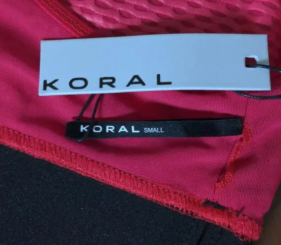 Koral  Pink Black Sports Bra S Textured Racerback New with Tags (NWT)