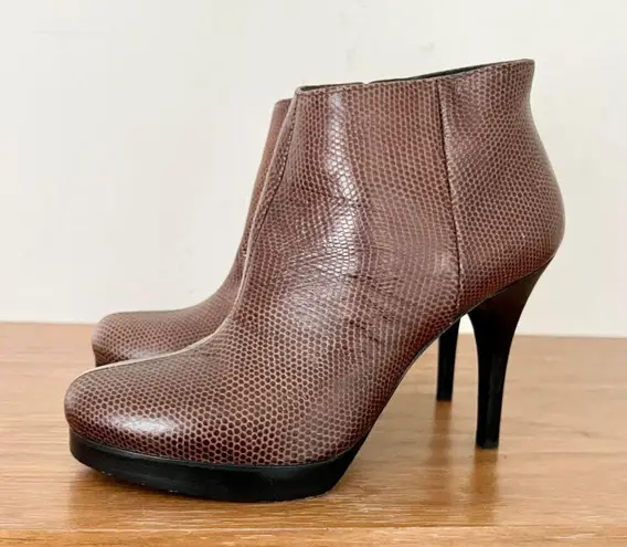 Balenciaga Embossed Leather Stilettos Ankle Boots Brown Women's Size 36.5 / 6