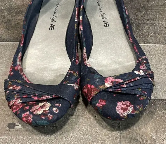 American Eagle  Women's Shoes Floral Flats Ladies Shoe Blue/Pink Size 8