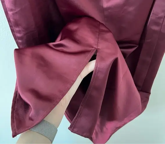 Jason Wu NWT Satin Halter Neck Slip Midi Sheath Dress Burgundy Medium