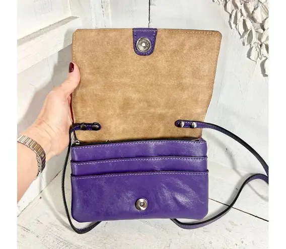 Patricia Nash Penley Raffia Straw Violet Flap Adjustable Crossbody Bag