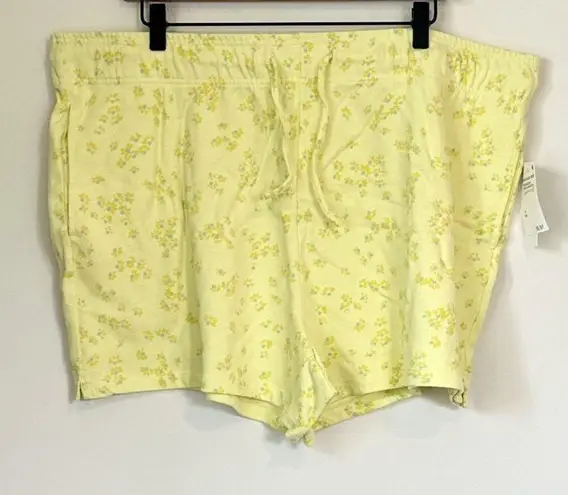 Abound NWT  Organic Cotton Green Yellow Moxie Floral Pull On Shorts - 2X