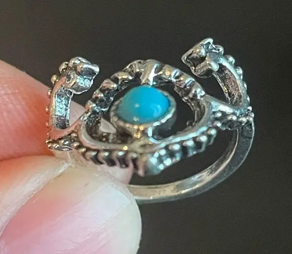 Turquoise stone ram ring size 5