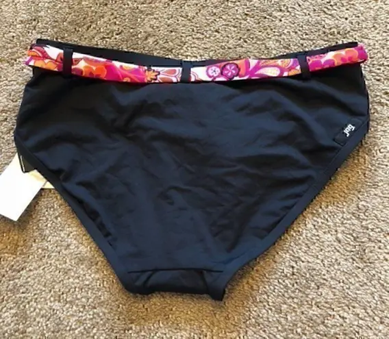 Jag jeans NEW NWT  Solid Black Pink White Belted Floral Y2K Bikini BOTTOM Small