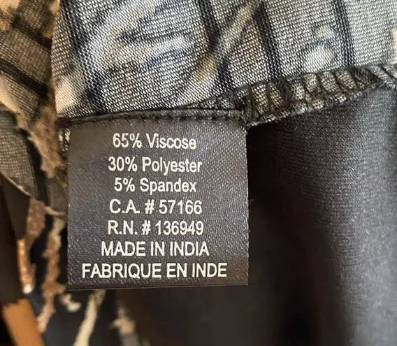 Tango Mango Black Patterned 3/4 Sleeve Lace Back Sheer Sleeves Blouse Size L Size L