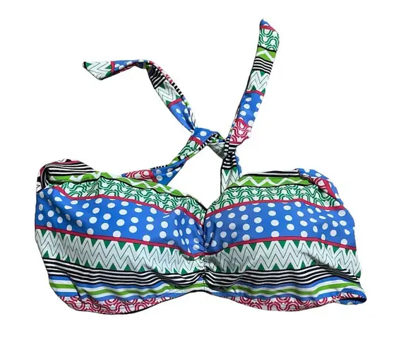 Fantasie Women's Halter Bikini Top Multicolor Polka Dots Zigzags Stripes Size 12