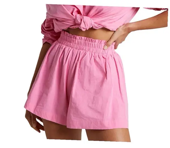 Showpo Terah Elasticated High Waisted Shorts Pink Casual Cotton Shorts US 12