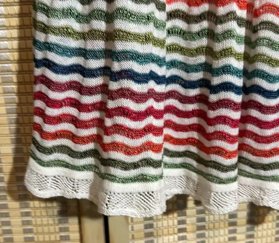 Nic+Zoe Heavy Wavy Striped Double Layered Maxi Skirt Linen Cotton XS