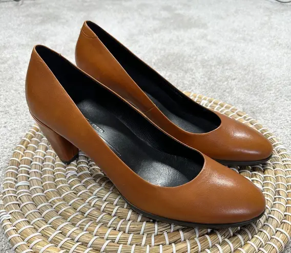 Ecco  Danish Design Plateau Cognac Heels Pump Leather Brown Size 41/US 10