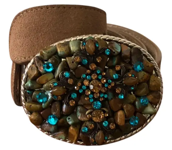 3G Buckles Camel Light Tan Suede Leather Belt 1.5" 28