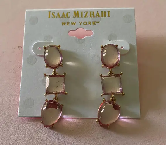 Isaac Mizrahi NWT--PINK DANGLE EARRINGS Gorgeous gold tone earrings with pink stones