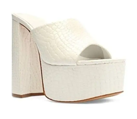 Schutz Womens Darah Platform Croc Print White Mules Slip On-Shoes Size: 10 NIB