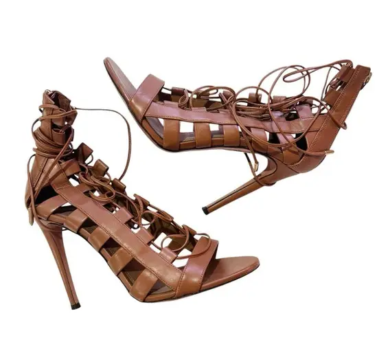AQUAZZURA Gladiator Brown Heeled Sandals EUC Size 7