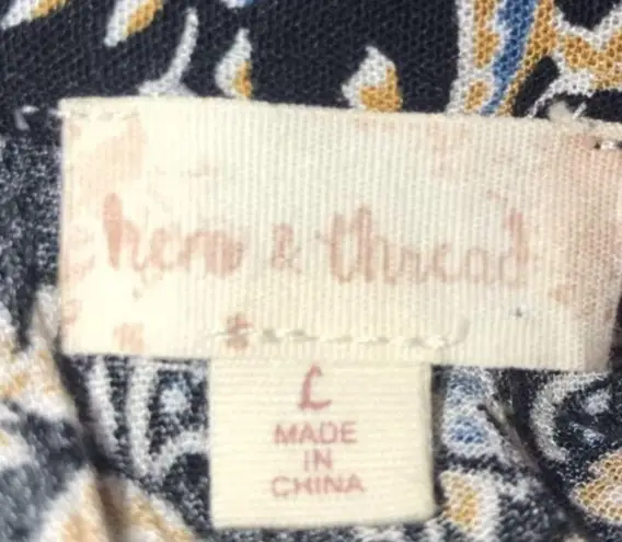 Hem & Thread Black Paisley Boho Long Sleeve Dress Size L