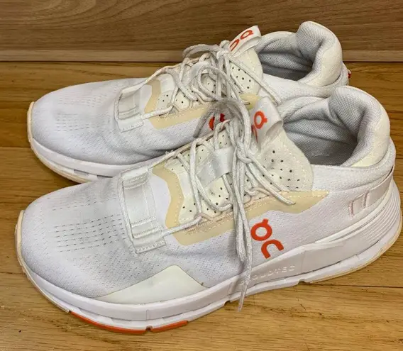 on cloud On Running Cloudnova 2 Women's Sneakers in White / Flame - Size 6