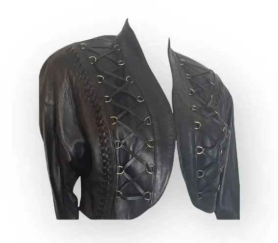 Vintage 90s: Erez x Lillie Rubin ☻︎ Whip Stitch Leather Jacket ☻︎ Gold Hardware Size M