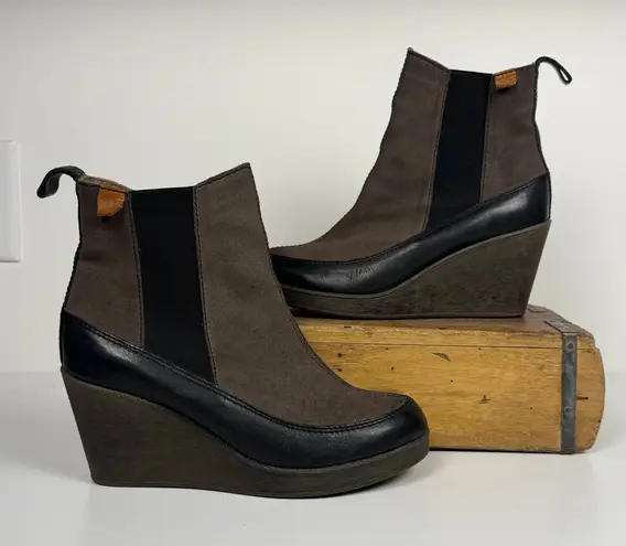 Cubanas Suede Wedge Chelsea Boots Brown Size 9 EU 40