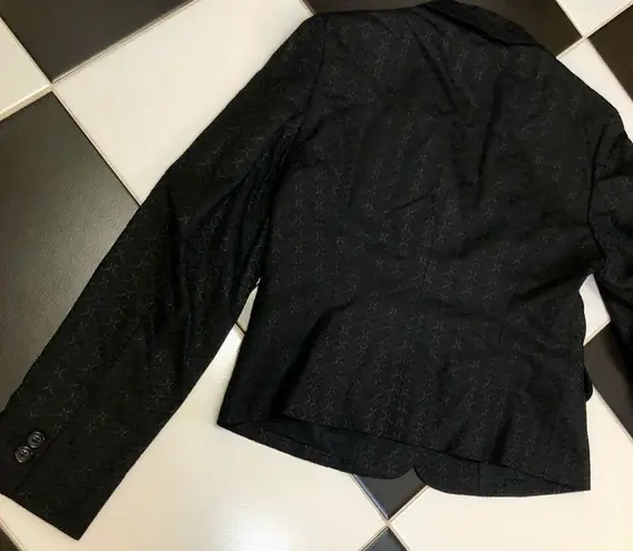 Piazza Sempione Jacquard Black Blazer Italian Oval Diamond Pattern sz 44 Medium