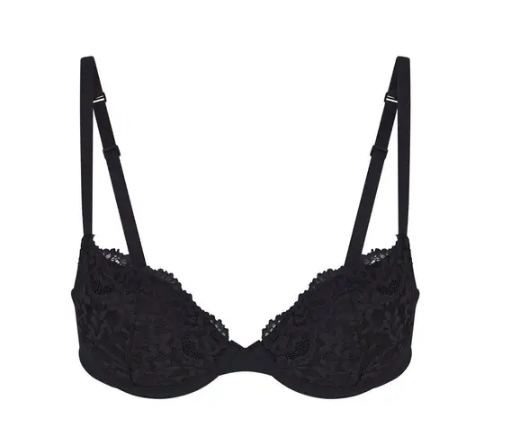 SKIMS Fits Everybody Lace Pushup Demi Bra Onyx Size 36DD
