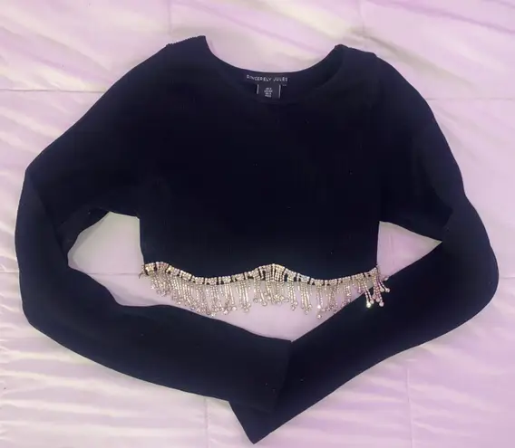 Sincerely Jules Long Sleeve Bling Crop Top