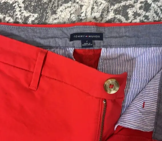 Tommy Hilfiger Chinos, Coral red, Cotton with a stretch. Belt loops. Size 2