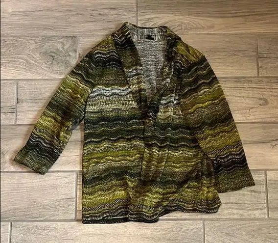 Rafaella Artistic Green and Yellow Cardigan Sweater