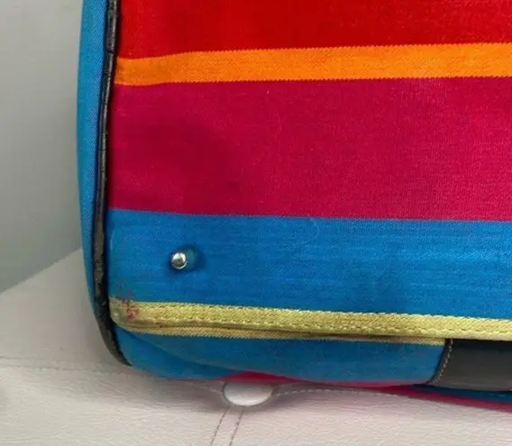 Pineda Covalin Mexico Aztec Multicolor Stripes Canvas Duffle Weekender Bag