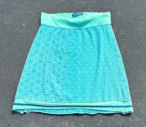 prAna Skirt Women's Medium Aqua Green Blue Patterned Athletic Casual