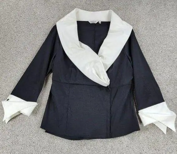 Ravel Womens Formal Jacket M Black White Taffeta Double Breasted French Cuffs Size M