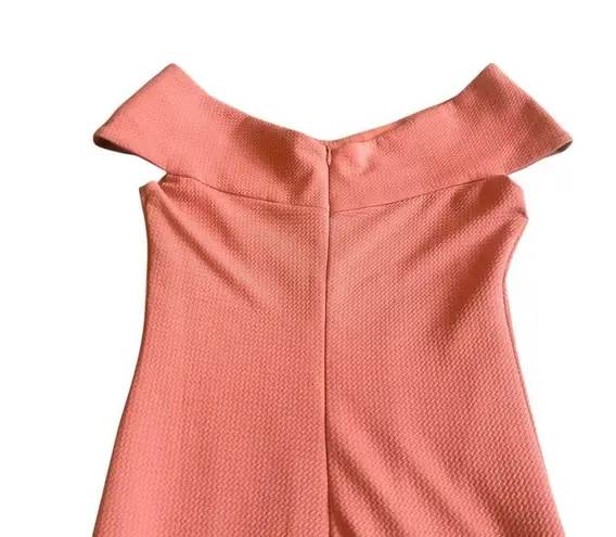 Dress the Population Claudette Bodycon Dress Knee Length Coral Stretch Small